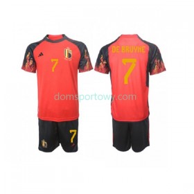 Koszulka Belgia De Bruyne 7 Dziecięcy Domowe Koszulki Piłkarskie World Cup 2022 Krótki Rękaw